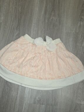 Girls Lace Trim Pink Skirt with Bow